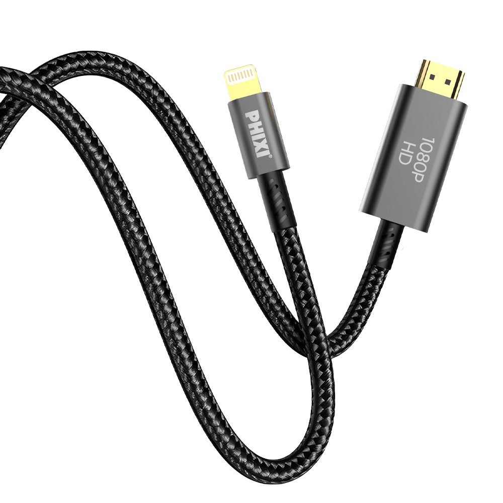 Phixi Force HD17 Lightning To HDMI 1080P Görüntü Aktarma Kablosu, 1.8m, Hasır Kablo