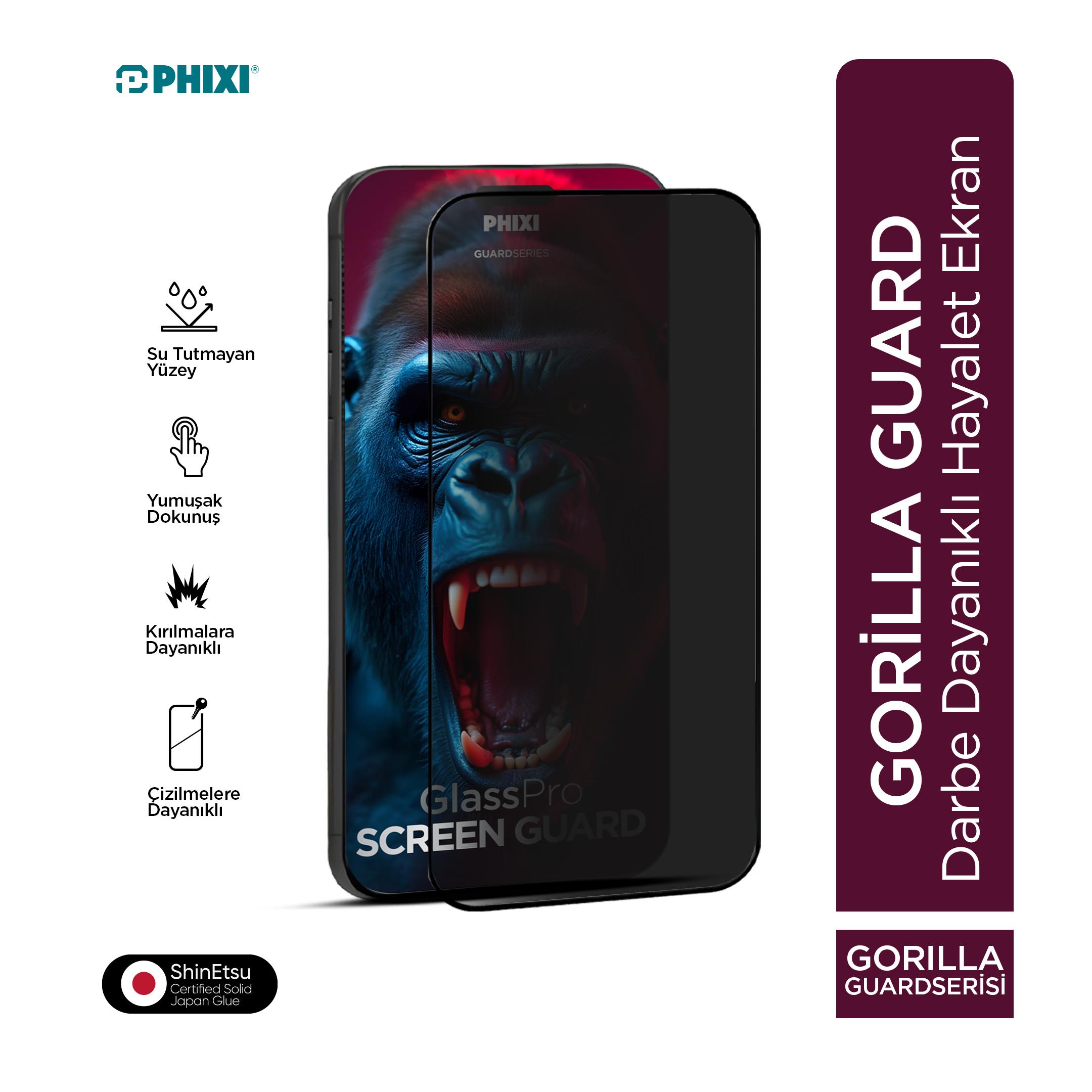 Phixi Hayalet Gorilla Guard iPhone 11 Pro Kırılmaz Cam – HD Temperli, Tekrar Yapışabilir, Suyla Temizlenebilir, Anti-Statik, Süper Kavisli Ekran Koruyucu