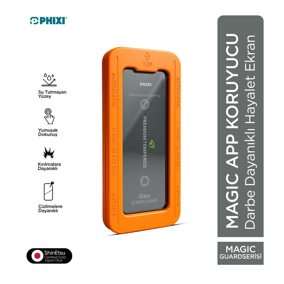 Phixi iPhone 13 Pro Max MagicApp Hayalet Cam Aparatlı Gizlilik Ekran Koruyucu – Maksimum Koruma ve Gizlilik