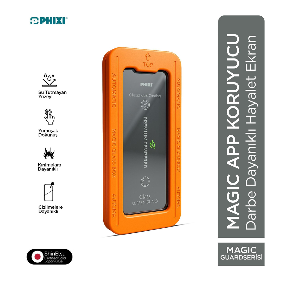Phixi iPhone 17 Pro MagicApp Hayalet Cam Aparatlı Gizlilik Ekran Koruyucu - Maksimum Koruma ve Gizlilik