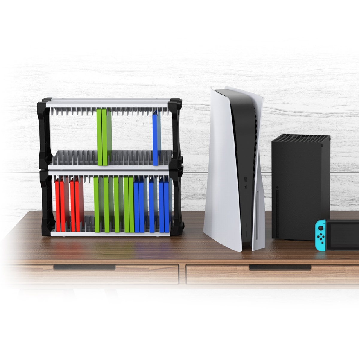 HEPU TY-2847 Oyun Aksesuarları Saklama Standı – 36 Disk Kapasiteli + Gamepad   Kulaklık Askılı