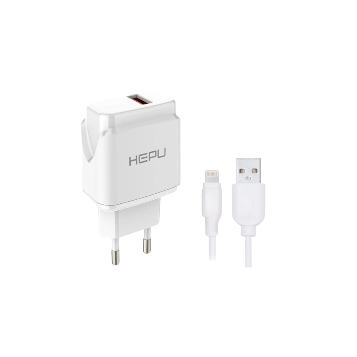 HEPU HP-617 2.1A USB Şarj Adaptörü – iPhone ve iPad Uyumlu (Lightning Kablo Dahildir)