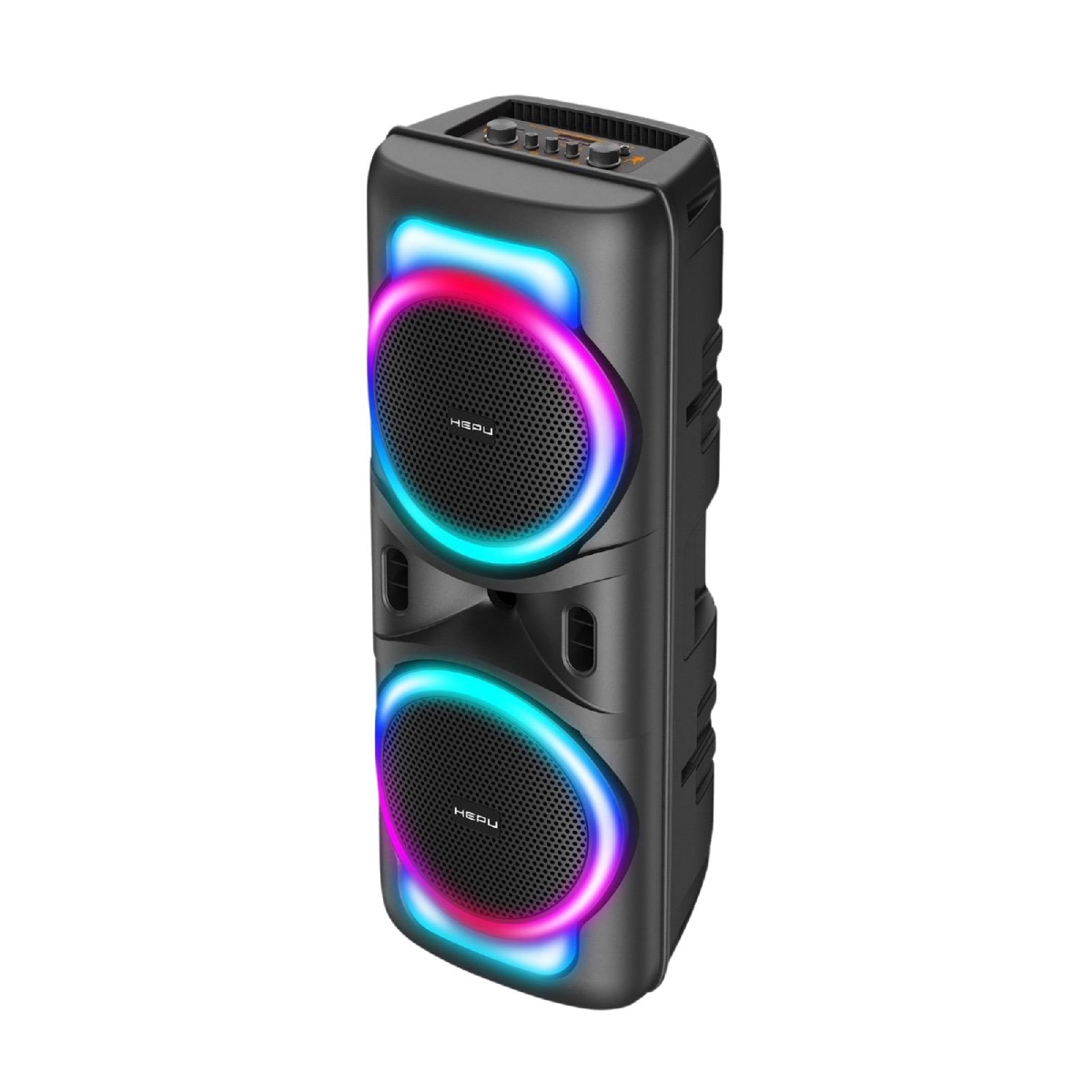 HEPU HP-118 Partybox Bluetooth Hoparlör – 2×8” Hoparlör, 15W Güç, RGB Işık, TWS Destekli