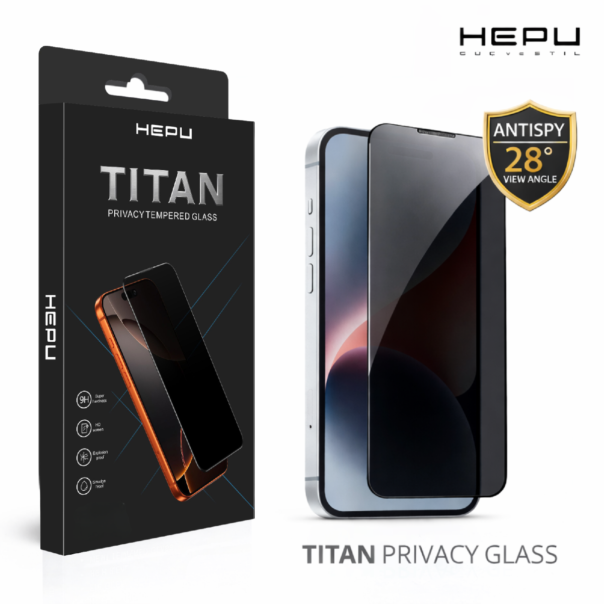 HEPU TITAN Privacy Cam Ekran Koruyucu – iPhone 17 Pro Uyumlu