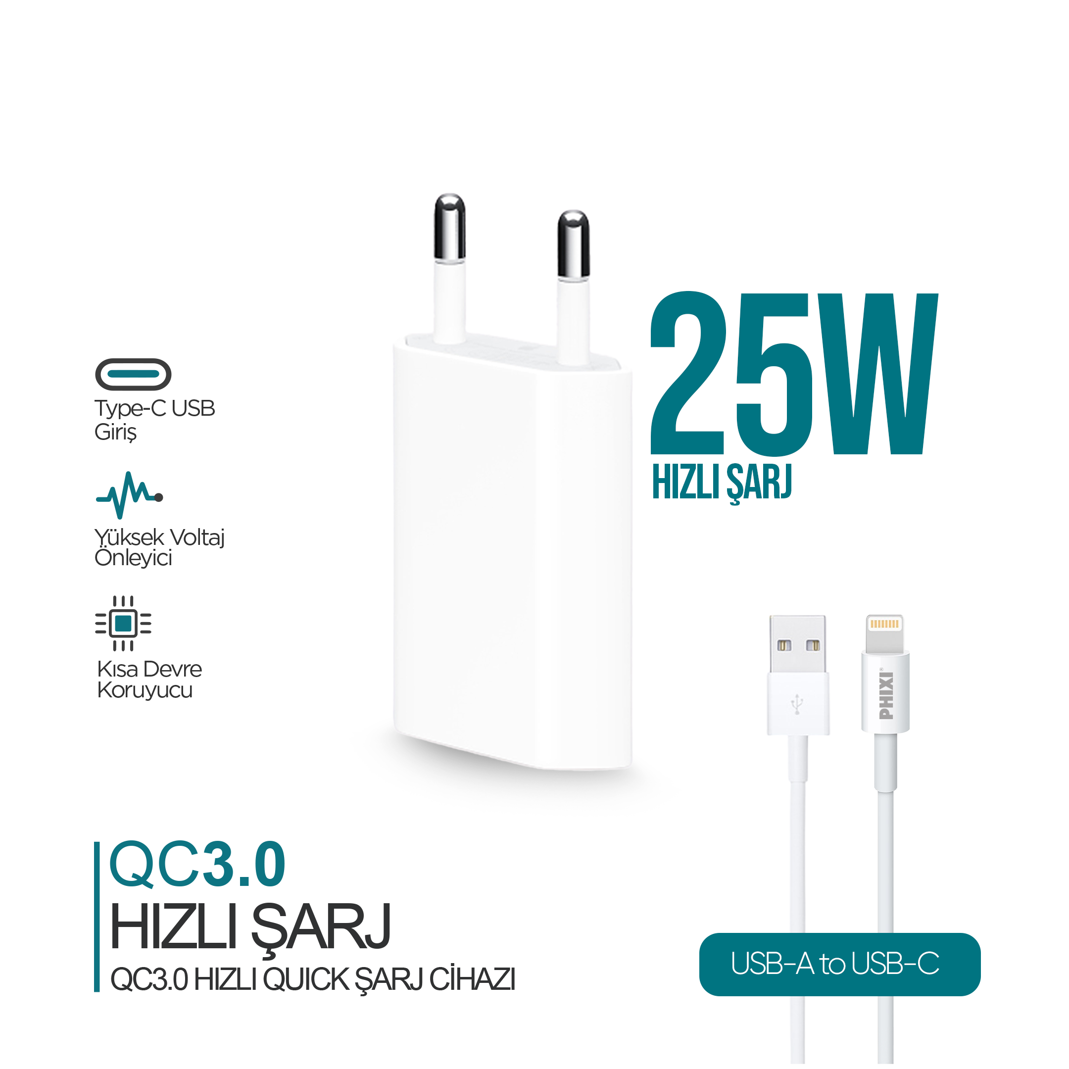 Phixi U4120L Ultimate Lightning Kablolu Şarj Cihazı